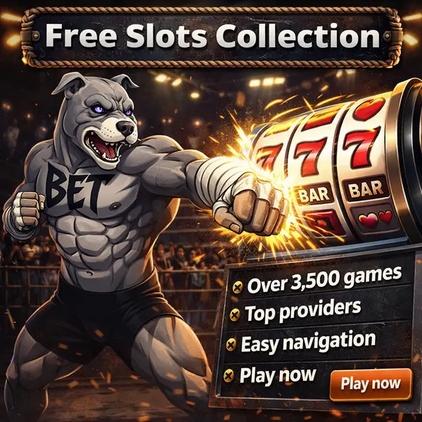 BET Dog strikes as reels spin in PitBet Free Slots Collection, inviting players to thrilling slot games.