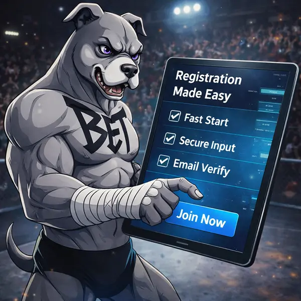 BET Dog fearlessly signs up at PitBet portal, guiding newcomers through a secure, easy registration.