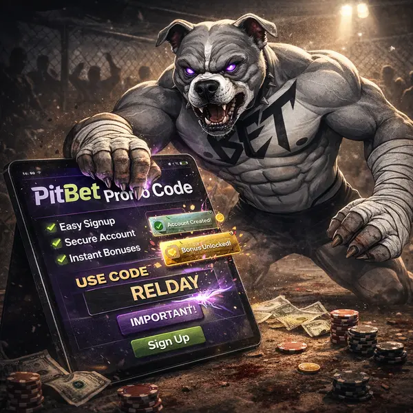 BET Dog guiding users through PitBet signup with promo code and fierce determination.